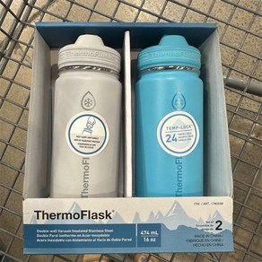 써모플라스크 보온병 보냉병 1.2L x 2개 텀블러 ThemoFlask 물병, B. 라이트 그레이 + 블루, 1개