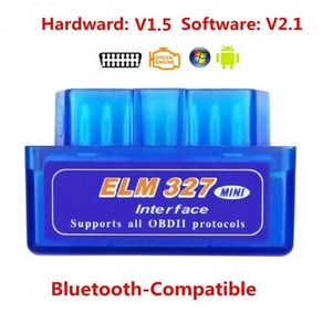 ELM327 V 2.1 OBD2 스캐너 안드로이드 IOS PK Vgate Ica2 코드 리더기 BT/Wifi ELM 327 OBD 자동차 진단 도구, Blue Bluetooth V2.1, 1개