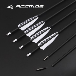 ACCMOS 깃털 활 컴파운드 교체 가능한 인치 리커브 및 팁 보우 30 Spine400 양궁 화살 탄소 포함, 6pc White nock 31in