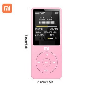 샤오미 MP3 플레이어 USB 충전 녹화 디지털 디스플레이 미디어 무손실 휴대용 포켓 스포츠 러닝 워킹 음악, 6) 분홍색 - 64GB