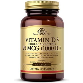 솔가 비타민 D3 콜레칼시페롤 Solga Vitamin D3 (Cholecalcifeol) 25 mcg (1000 IU) 100 소프트젤, 1개, 100정