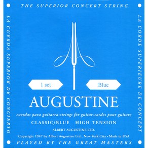 어거스틴 AUGUSTINE 클래식기타 스트링 기타줄 블루 BLUE HIGH TENSION, 1개