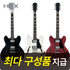 [최다구성품지급] 헥스 Q300 / 세미할로우 바디 / 입문용 일렉 기타, TR(트랜스 레드), 1개