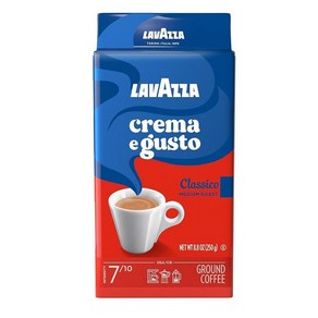 Lavazza Cema E Gusto 그라운드 커피 블렌드 에스프레소 다크 로스트 249.5g(8.8온스) 브릭 (4팩) 정통 이탈리아식 이탈리아에서 혼합 및 로스팅 GM, 250g, 4개