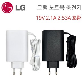 LG gam 13~17 노트북용 전원 충전기 어댑터 케이블 19V 2.1A 19V 2.53A ADS-40MSG-19 ADS-48MSP-19 WA-48B19FS 호환, 화이트, 1개