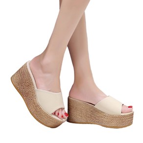 여성용 키높이 슬리퍼 통굽 슬리퍼 샌들 키높이9cm Women's Sandals