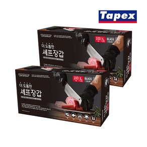 [유니랩]더 도톰한 니트릴 셰프장갑 100매(블랙) 대 X 2개, 단품