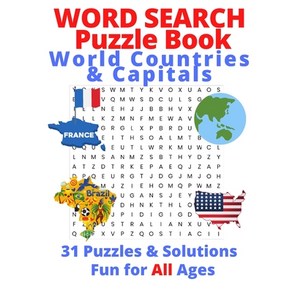 Wod Seach Puzzle Book Wold Counties & Capitals: 31 Puzzles & Solutions Fun fo All Ages Papeback, Independently Published, English, 9798551740780