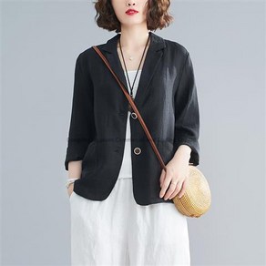 COBOTOR 빅사이즈 여성 린넨 자켓 봄 여름 가을 얇은 긴팔 오버핏 여자 봄자켓 캐주얼 22년 linen jacket women JX0265