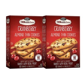 Nonni's Canbey Almond Thins Cookies 노니스 크랜베리 아몬드 씬 쿠키 4.4oz(126g) 2팩, 126g, 2개