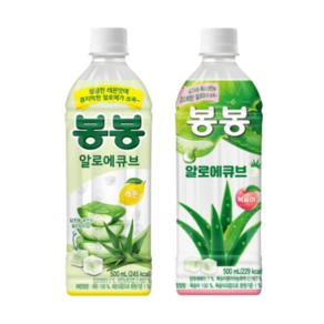 [한번에먹자쇼핑몰] 해태 봉봉 알로에큐브 500ml 2종 혼합구성 세트 / 복숭아 6개 + 레몬 6개 / 총 12개 + 사은품 이디야 2T