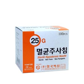 한국백신 일회용주사바늘 25Gx38mm 100개입, 1개