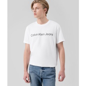 캘빈클라인 진 CALVIN KLEIN JEANS 5colo 남 레귤러핏 인스티튜셔널 로고 반팔 티셔츠 (화이트블랙미드그레이그레이베이지) J321612