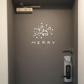 뮤즈 크리스마스 트리 눈꽃 데코 스티커 시트지 MERRY, 흰색