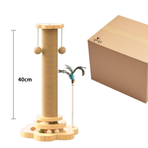 냥이공간 고양이 수직 스크래쳐 장난감 기둥 스크래처, 1개, 우드