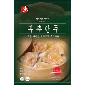 혜혜푸드 즉석만두 부추 돼지고기 (냉동) 550g, 3개