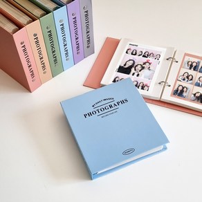 [진짜 대용량] 샤샤벨 네컷 사진 앨범 접착식 포토북 스크랩북 50매 100페이지, 블루