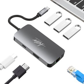 엠비에프 USB C타입 기가랜 HDMI 미러링 멀티 허브 PD MBF-UC6IN1