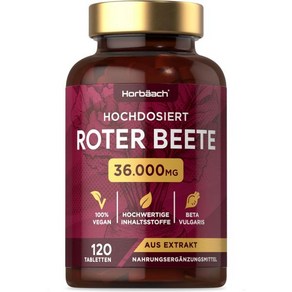[B0D8L85L6S] Hobaach 비트 뿌리 정제 고용량 36 000mg I 조각 120개 및 지원 슈퍼푸드 비트뿌리 추출물 호르바흐 출신, 1개