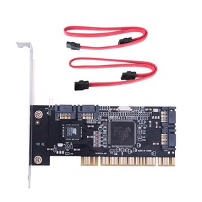 4 포트 PCI SATA Raid 컨트롤러 내부 확장 카드(2개의 Sata 케이블 포함) 데스크탑 PC용 SATA 하드 드라이브 지원, 보여진 바와 같이, 하나, 검은색