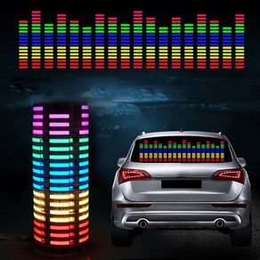 이퀄라이저 오디오 소리 뮤직 반응 90x25cm 45x11cm 자동차 RGB LED 음악 리듬 플래시 라이트 사운드 활성화 센서 후면 윈드 실드 스티커 스타일링 네온 램프, 8.색상ful - 70x16cm