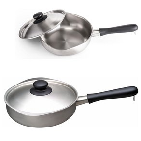 소리야나기 스텐 무광 편수냄비 (뚜껑포함), 실버, 1개, 22cm