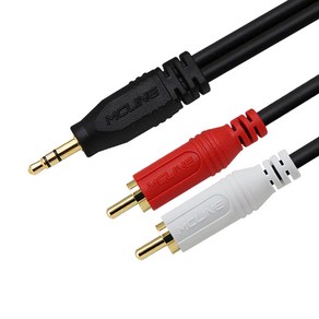 맥라인 스테레오 3.5mm to 2RCA 오디오 케이블 PC 스마트폰 스피커 앰프 AUX 연결선 McLine MC-PA01, 5m, 1개