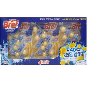 브레프 파워 액티브 변기세정제 레몬향 4p, 200g, 3개