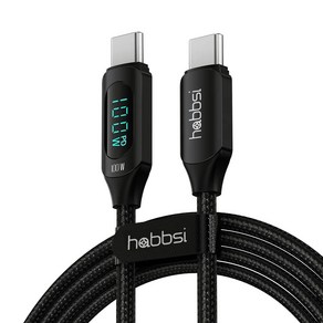 햅시 USB C to C 100W PD 초고속충전 LED 디스플레이 데이터 케이블, 2m, 1개