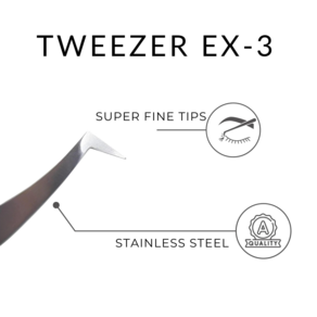 TWEEZERS 래쉬 트위저 속눈썹 트위저 러시안볼륨핀셋 속눈썹 트위저 래쉬 핀셋 속눈썹연장재료 미용용 핀셋, EX-3, 1개