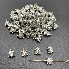 보석 제작용 합금 비즈 캡 고대 실버 참 거북이 모양 펜던트 참 DIY 액세서리 25 개 10x8mm, [01] 1, 01 하늘색