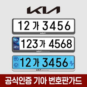 공식인증 기아 번호판가드 2개입 - 천공 비천공 전기차 겸용 가드, 2.기아번호판가드 로고2개(전+후)-실버, 1세트