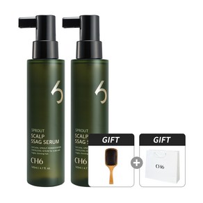 CH6 스칼프 싹 세럼 탈모 토닉 140ml 2개 +우드브러쉬&쇼핑백, 없음