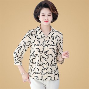 MOSAIRATION 여름 중년여성 셔츠 남방 7부소매 카라 배색 루즈핏 빅사이즈 상의 엄마 40-60대 XL~5XL A66