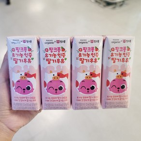 피코크 핑크퐁 유기농 딸기우유 125ml x 4 x 2개_아이스보냉백포장, 아이스보냉백포장, 8개