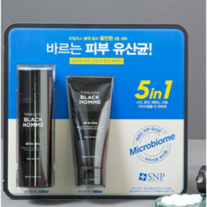 SNP 올인원 화장품 120+100ml 5in1 타임리스 블랙 플루이드 스킨/로션/에센스/크림/아이크림, 220ml, 1개