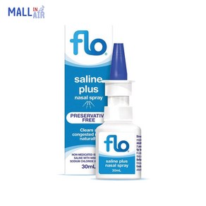 호주 Flo 살린 플러스 나살 코막힘 스프레이 Saline Plus Nasal Spay 30ml 무방부제, 1개