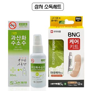 상처소독세트 [ 그린제약 뿌리는 소독약 과산화수소수 60ml + BNG 케어키트 ], 1개