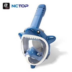 NCTOP 어린이 스노쿨링마스크 물총 상어 귀여운 동물 캐릭터 KC인증, 물총상어 딥블루 (버클형)