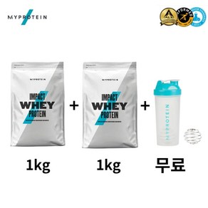 마이프로틴 임팩트 웨이 1kg + 1kg 단백질 보충제 가성비 세트 프로틴 맛선택 쉐이크, 스트로베리 크림, 2개