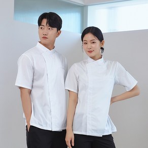 반팔 하프 크로스넥 조리복