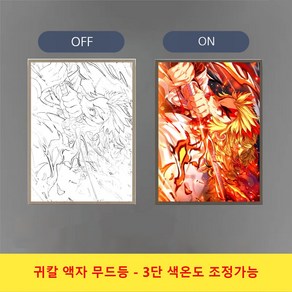 [무드등] 귀멸의 칼날 굿즈 귀칼 LED 액자 무드등 감성 무드등 애니메이션 캐릭터 무드등 생일선물 [D-DM-D002], CH20, 8 인치 USB 플러그 17*23CM