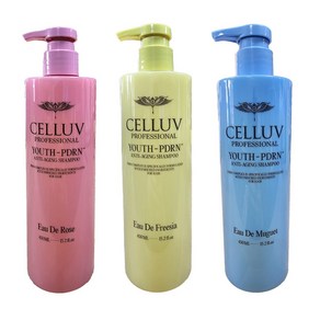 (CELLUV) 최신상 셀럽 PDRN 샴푸 450ml x 3통 (로즈 + 프리지아 + 뮤게)