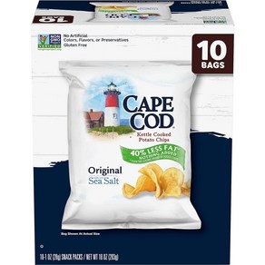 Cape Cod Potato Chips 오리지널 저지방 28.3g(1온스) 10개입, 오리지널 적은 지방 498116 _1 Ounce (Pa, 1개