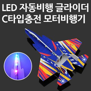 LED라이트 글라이더 자동비행 DIY C타입충전 공원놀이 1종 랜덤발송