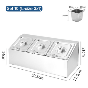 제이스트 업소용 반찬 냉장고 스테인레스 식당 셀프바 토핑 냉장 시원한 뷔페 카페, 세트 10(L-size 3x1)
