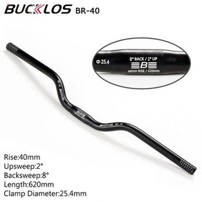 BUCKLOS MTB 산악 제비 알루미늄 합금 자전거 핸들 바 클램프 자전거 라이저 핸들 직경 31.8mm 25.4mm 620mm 660mm 720mm 780mm, 2.25.4 620-40mm, 1개