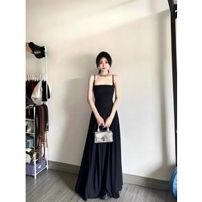 셀프웨딩드레스 스냅사진 브라이덜샤워 이브닝 2부 피로연원피스 DRESS 블랙 민소매 기본