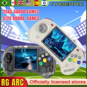 휴대용 레트로 게임기 플스 닌텐도 PS5 ANBERNIC RG ARCD ARCS PSP 게임 콘솔 안드로이드 리눅스 시스템 40 인치 IPS RK3566 64 비트 어린이 선물, 1)RG ARCS Black T - NO Game NO