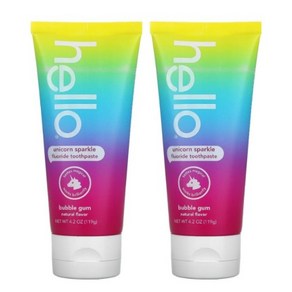 HELLO TOOTHPASTE UNICORN BURBLEGUM WITH FLORIDE 헬로 키즈 플로라이드 버블검향 치약 3개, 2개, 42ml